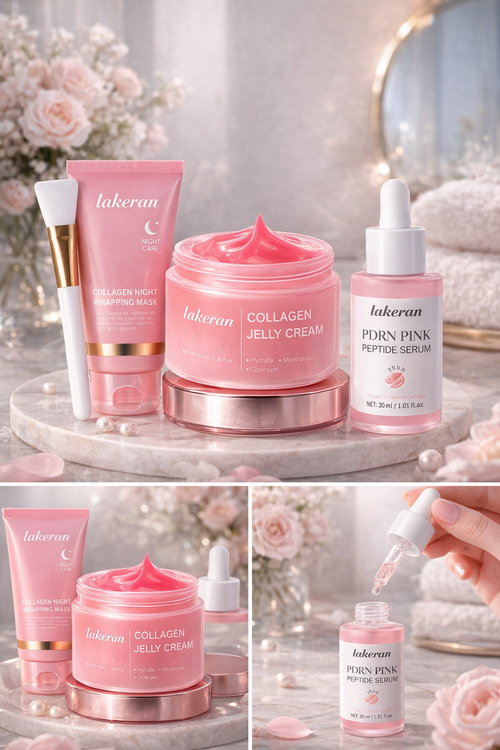 Coffret Éclat Rosé – Rituel Collagène & Peptides. Une peau repulpée, lisse et lumineuse dès les premières utilisations