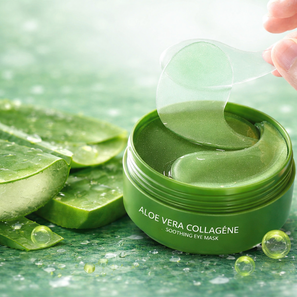 Masque Yeux Hydratant & Raffermissant Aloe Vera + Collagène – 60 patchs (80g)